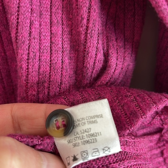 My Style Grape Purple BoatNeck Top Ribbed Button Shoulder Tab Sleeves Plus 2X - Picture 9 of 12